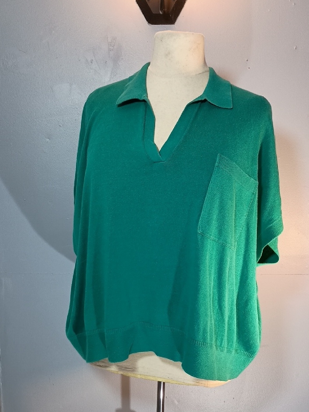 Banana Republic Teal Knit Polo-Style Short Sleeve Top